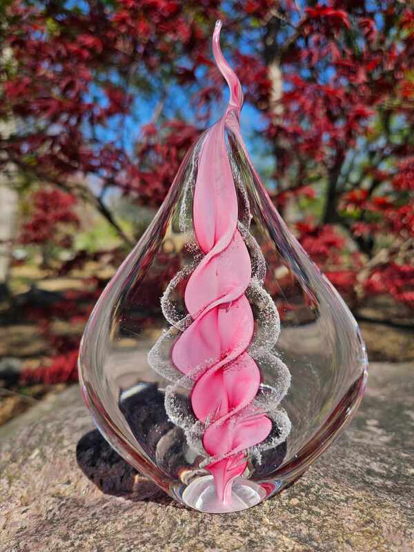 Memorial Flame with Cremation Ash in Pink