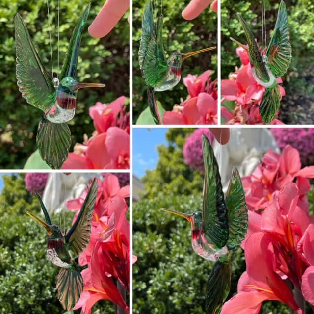 A beautiful Glass Hummingbird with Cremation Ash
