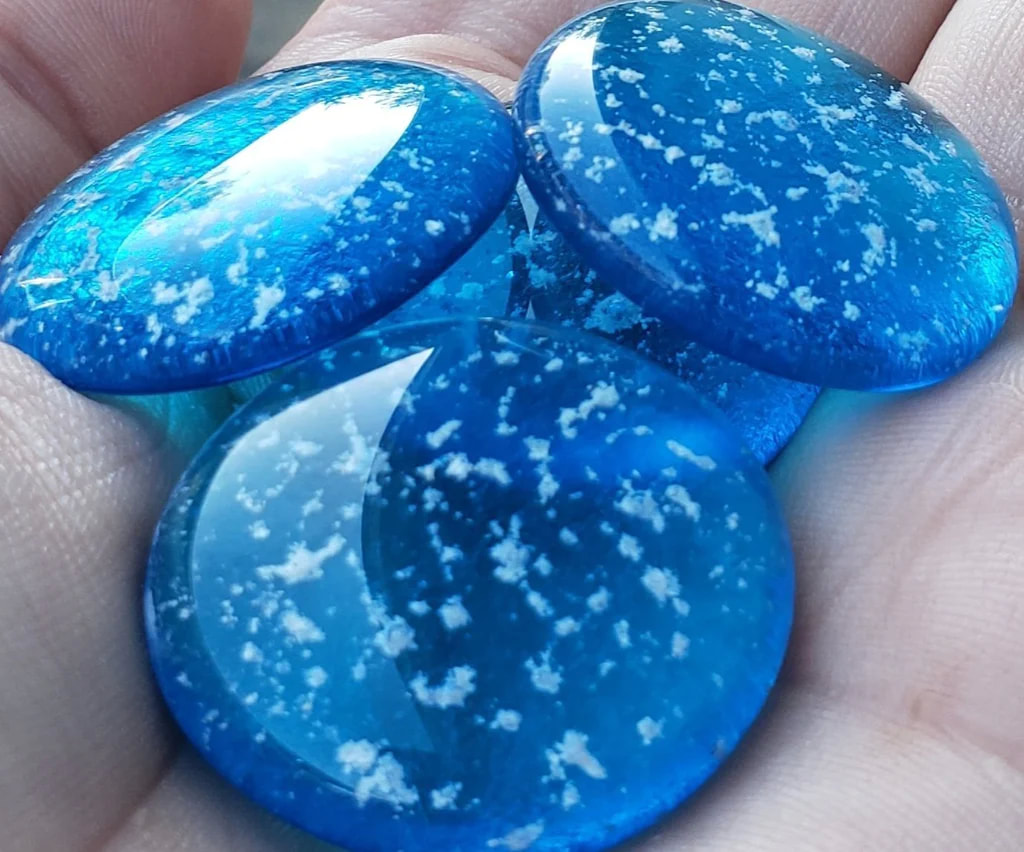 Blue Pocket Stones with Cremation Ash