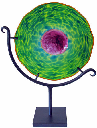 Large Round Purple and Green Suncatcher with Cremation Ash