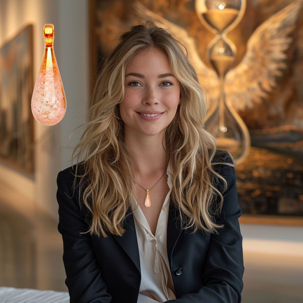 Model wearing a Rose Gold Teardrop Cremation Pendant